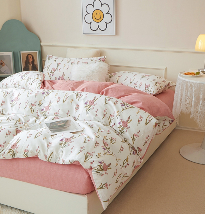 91家纺网 家纺一手货源 找家纺 （总）一米阳光 2022新款13070斜纹纯棉喷漆春夏四件套