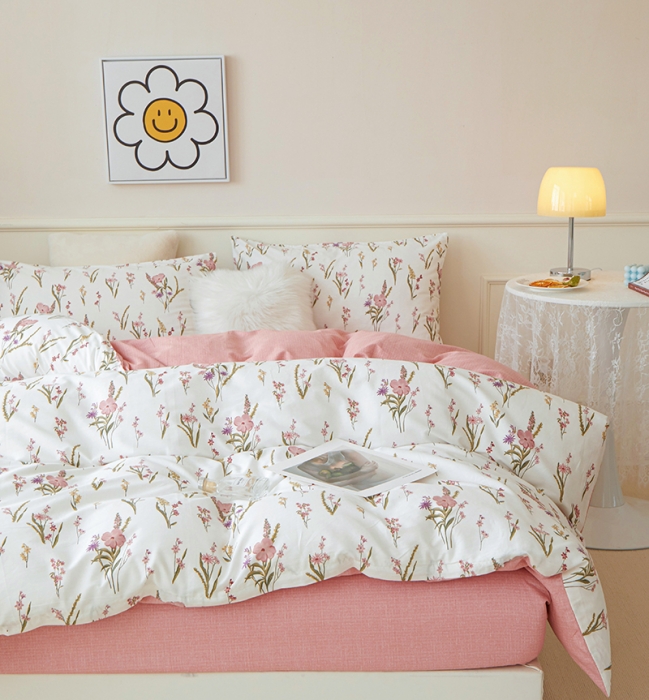 91家纺网 家纺一手货源 找家纺 （总）一米阳光 2022新款13070斜纹纯棉喷漆春夏四件套