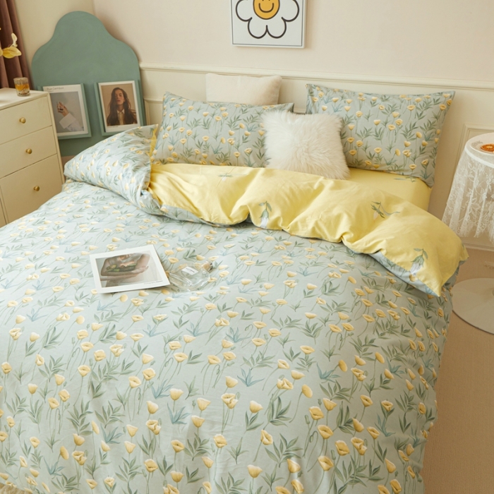 91家纺网 家纺一手货源 找家纺 一米阳光 2022新款13070斜纹纯棉喷漆春夏四件套 馨雅