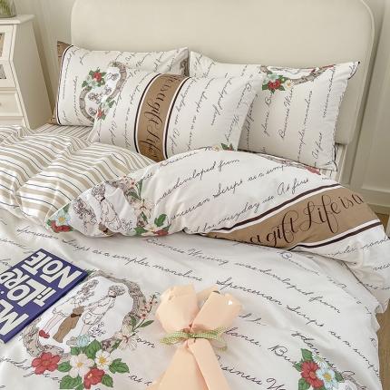 91家纺网 家纺一手货源 找家纺 (总)麦伦 2022新全棉40支斜纹印花四件套-ins小清新