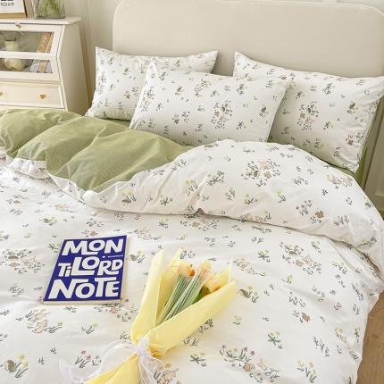 91家纺网 家纺一手货源 找家纺 (总)麦伦 2022新全棉40支斜纹印花四件套-ins小清新