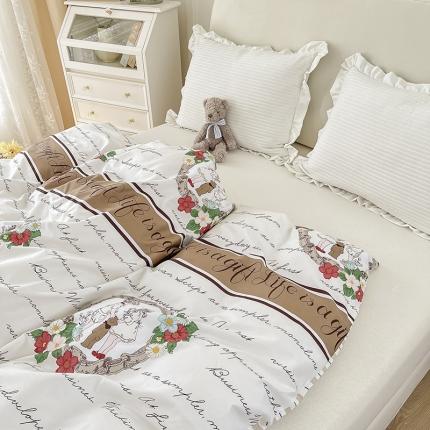 91家纺网 家纺一手货源 找家纺 麦伦2022新款全棉40支斜纹印花单被套ins小清新童年故事