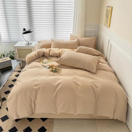 91家纺网 家纺一手货源 找家纺 （总）雅萱 2022新款全棉华夫格B版40水洗棉四件套普通款