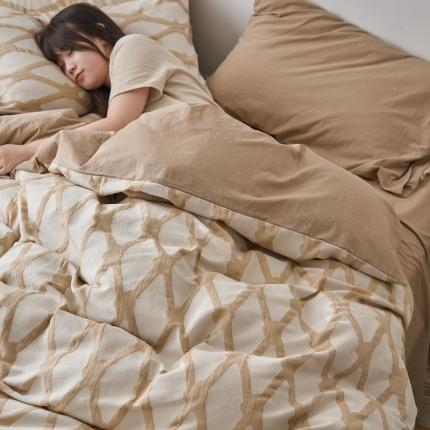 91家纺网 家纺一手货源 找家纺 简家居 2022新款全棉色织大提花帛格系列四件套帛格-咖