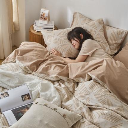 91家纺网 家纺一手货源 找家纺 （总）简家居 2022新款全棉色织大提花格森系列四件套