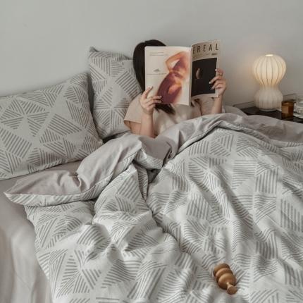 简家居 2022新款全棉色织大提花格森系列四件套格森-灰