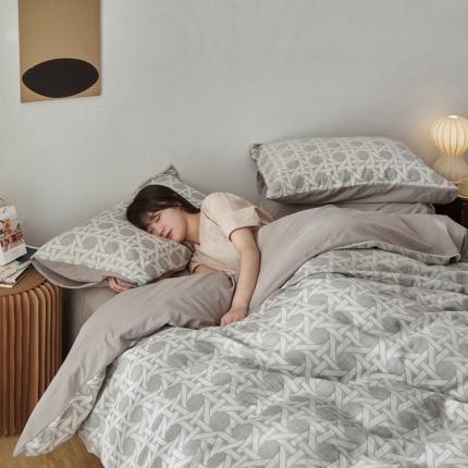 简家居 2022新款全棉色织大提花佩罗系列四件套佩罗-灰