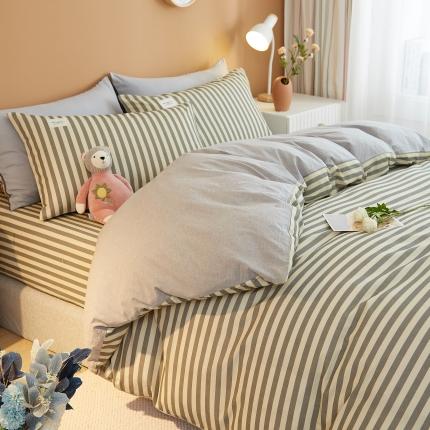 91家纺网 家纺一手货源 找家纺 宝士康家纺2022新款无印风系列床单三件套 雅灰中条