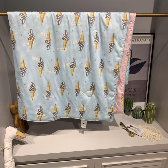 91家纺网 家纺一手货源 找家纺 汇庭 2020新款儿童大豆夏被 雪糕蓝