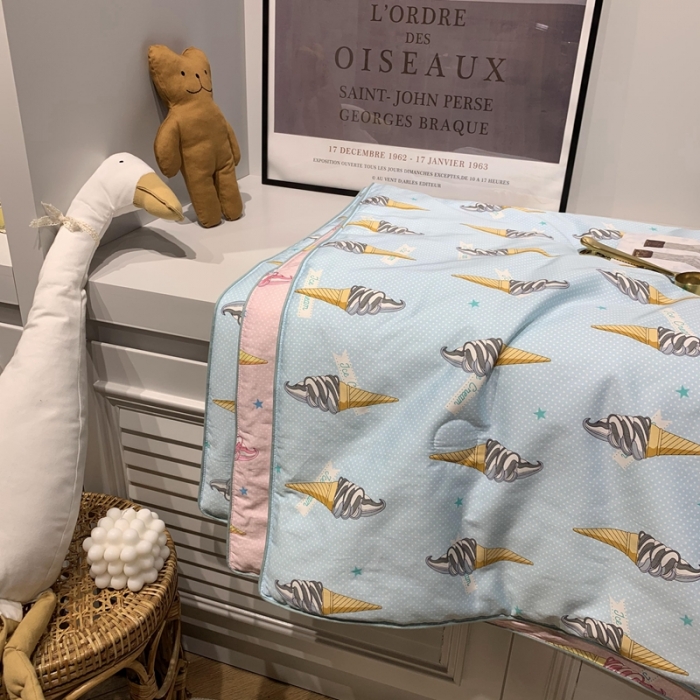 91家纺网 家纺一手货源 找家纺 汇庭 2020新款儿童大豆夏被 雪糕蓝