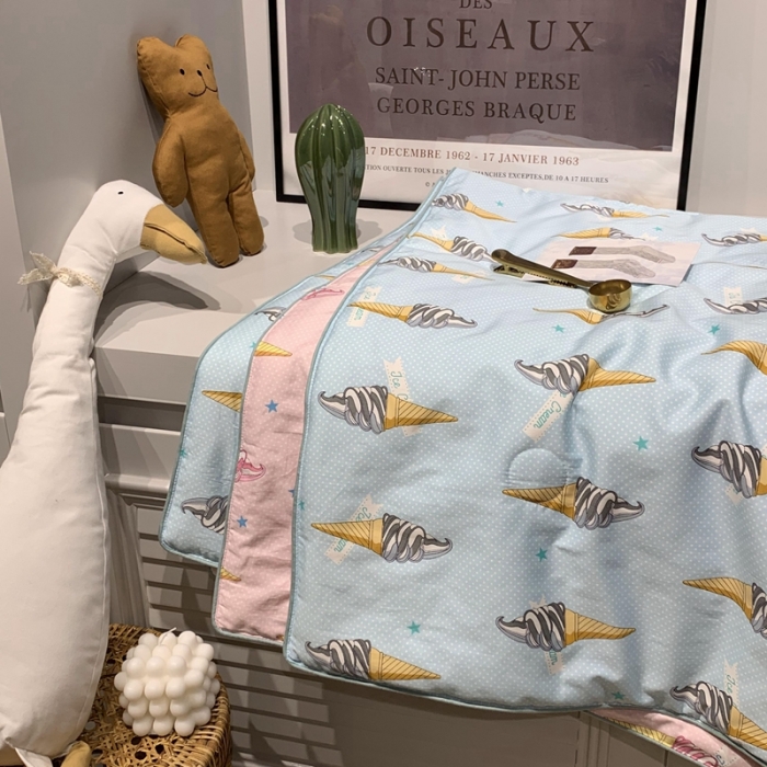 91家纺网 家纺一手货源 找家纺 汇庭 2020新款儿童大豆夏被 雪糕蓝