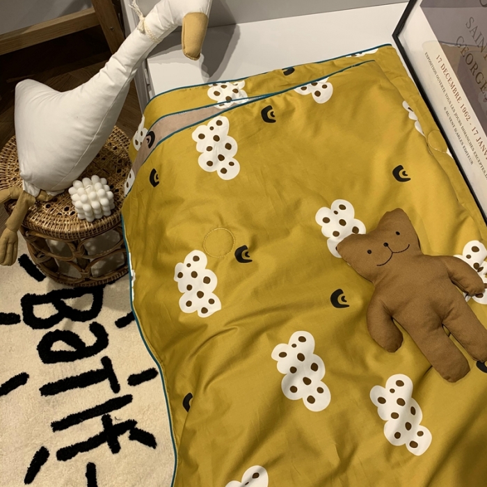 91家纺网 家纺一手货源 找家纺 汇庭 2020新款儿童大豆夏被 云朵黄