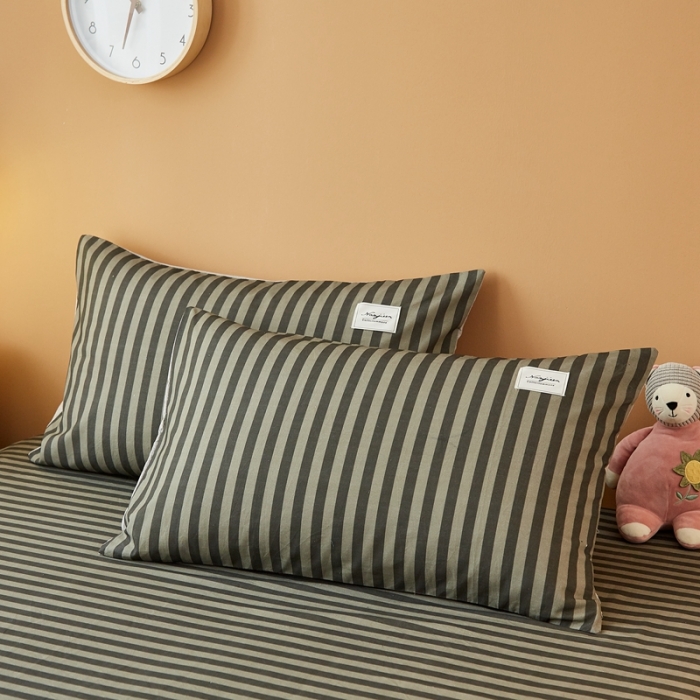 91家纺网 家纺一手货源 找家纺 宝士康家纺2022新款无印风系列床单三件套 简约灰条