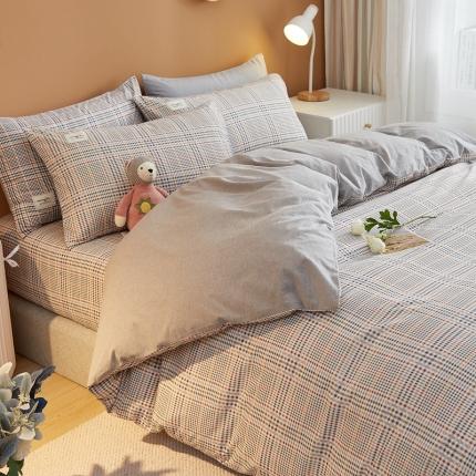 宝士康家纺2022新款无印风系列床单三件套 曼森灰格