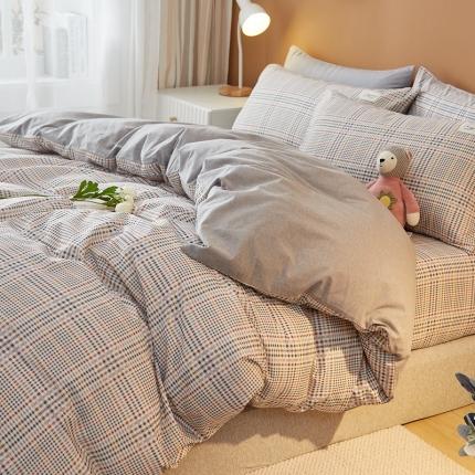 宝士康家纺2022新款无印风系列床笠三件套 曼森灰格