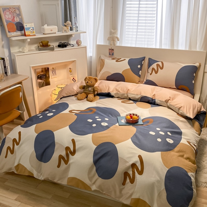 91家纺网 家纺一手货源 找家纺 吉象 2022新款全棉活性印花四件套-北欧风系列 悉尼-豆沙