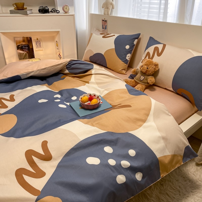 91家纺网 家纺一手货源 找家纺 吉象 2022新款全棉活性印花四件套-北欧风系列 悉尼-豆沙