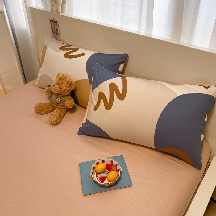 91家纺网 家纺一手货源 找家纺 吉象 2022新款全棉活性印花四件套-北欧风系列 悉尼-豆沙