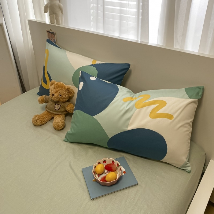 91家纺网 家纺一手货源 找家纺 吉象 2022新款全棉活性印花四件套-北欧风系列 悉尼-绿