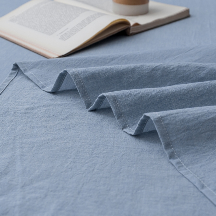 91家纺网 家纺一手货源 找家纺 宝士康家纺2023新款无印风系列床单三件套 优雅蓝