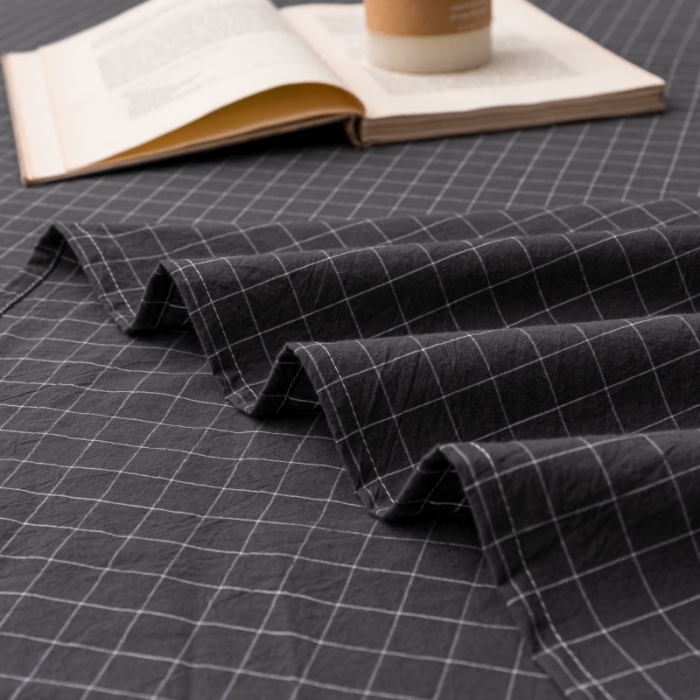 91家纺网 家纺一手货源 找家纺 宝士康家纺2023新款无印风系列床单三件套 小灰格