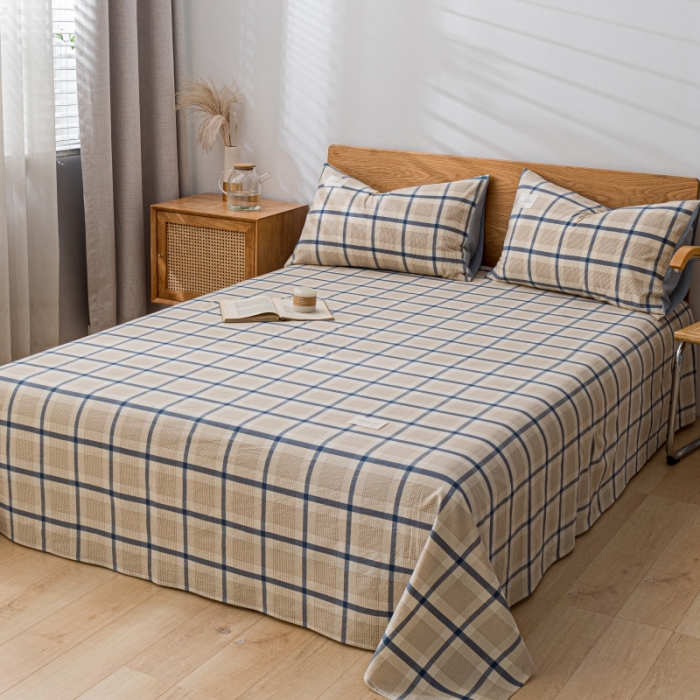 91家纺网 家纺一手货源 找家纺 宝士康家纺2023新款无印风系列床单三件套 英伦格