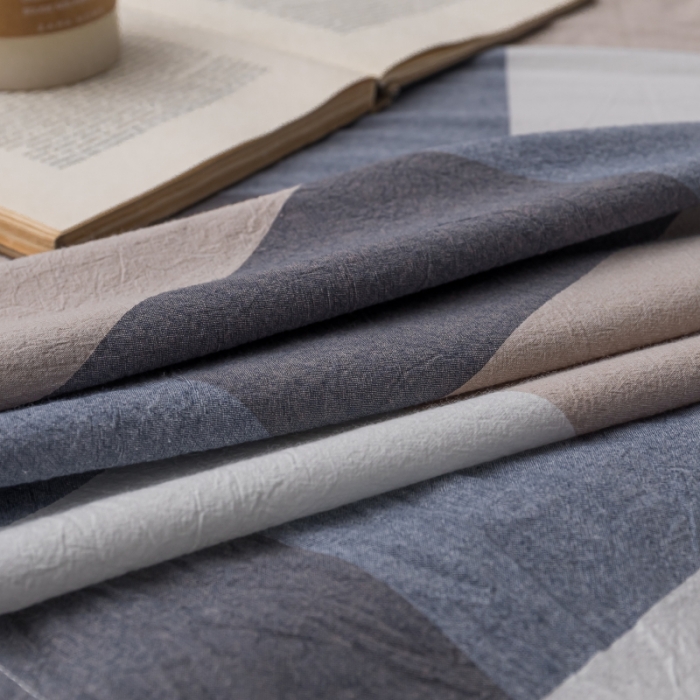 91家纺网 家纺一手货源 找家纺 宝士康家纺2023新款无印风系列床单三件套 深蓝大格