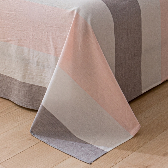 91家纺网 家纺一手货源 找家纺 宝士康家纺2023新款无印风系列床单三件套 桃玉粉