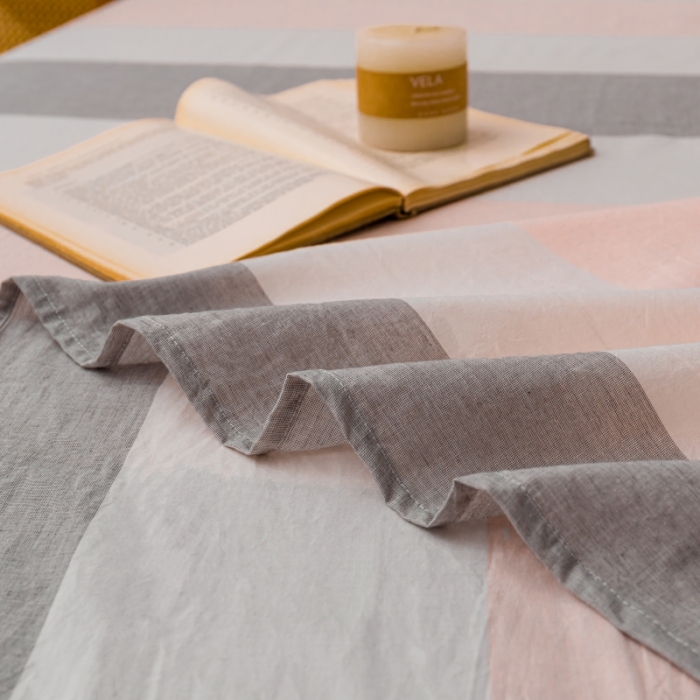 91家纺网 家纺一手货源 找家纺 宝士康家纺2023新款无印风系列床单三件套 桃玉粉