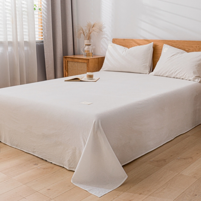 91家纺网 家纺一手货源 找家纺 宝士康家纺2023新款无印风系列床单三件套 本白