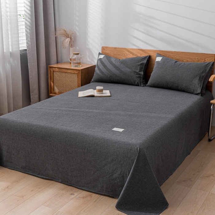 91家纺网 家纺一手货源 找家纺 宝士康家纺2023新款无印风系列床单三件套 低调灰