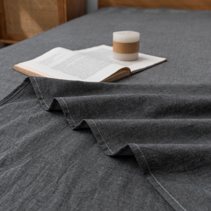 91家纺网 家纺一手货源 找家纺 宝士康家纺2023新款无印风系列床单三件套 低调灰