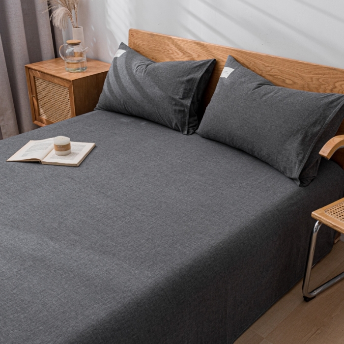 91家纺网 家纺一手货源 找家纺 宝士康家纺2023新款无印风系列床单三件套 低调灰