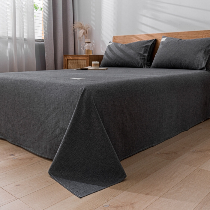 91家纺网 家纺一手货源 找家纺 宝士康家纺2023新款无印风系列床单三件套 低调灰