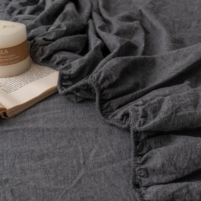 91家纺网 家纺一手货源 找家纺 宝士康家纺2023新款无印风系列床笠三件套 低调灰