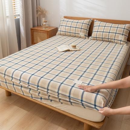 91家纺网 家纺一手货源 找家纺 宝士康家纺2023新款无印风系列床笠三件套 英伦格