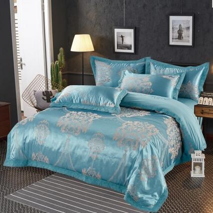 卡迪亚 2022新款全棉13372贡缎提花四件套 黛菲尔冰蓝