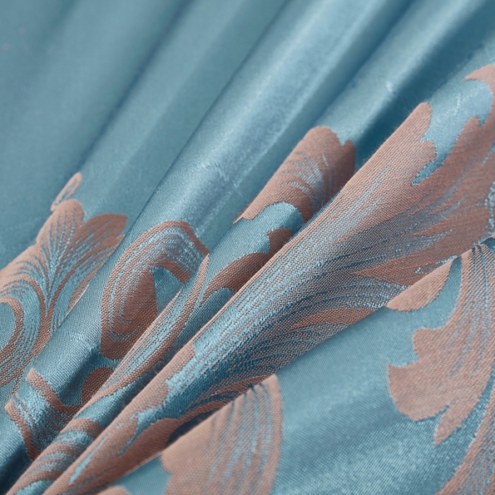 91家纺网 家纺一手货源 找家纺 卡迪亚 2022新款全棉13372贡缎提花四件套 黛菲尔冰蓝