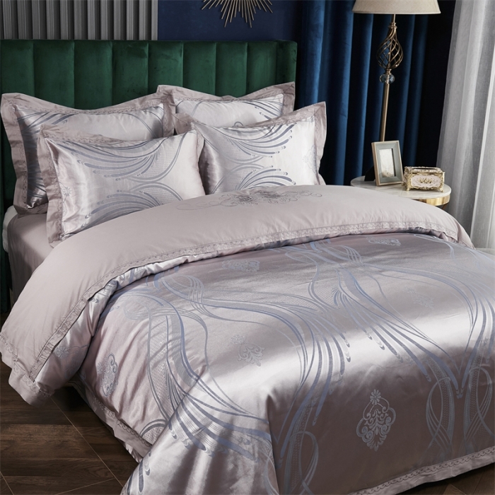 91家纺网 家纺一手货源 找家纺 卡迪亚 2022新款全棉13372贡缎提花四件套 兰金