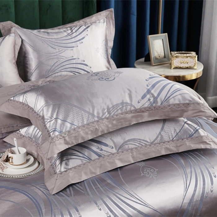 91家纺网 家纺一手货源 找家纺 卡迪亚 2022新款全棉13372贡缎提花四件套 兰金