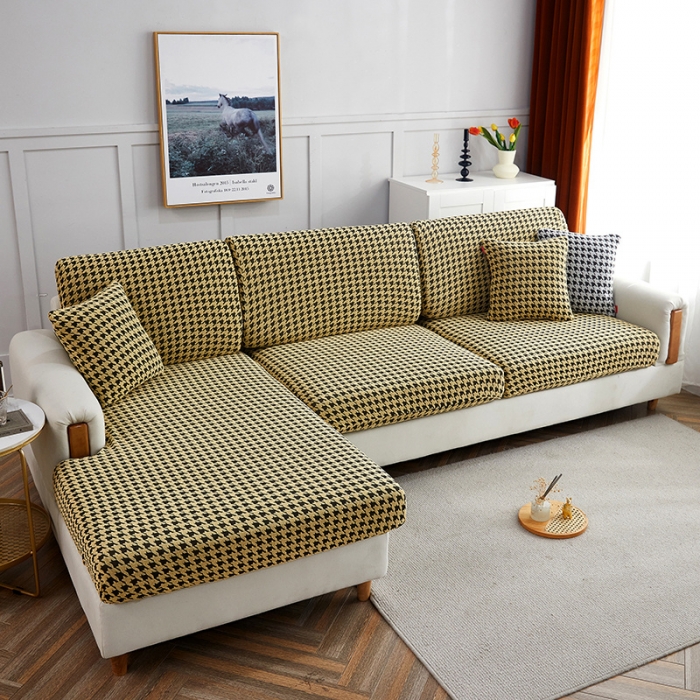 91家纺网 家纺一手货源 找家纺 （总）逐日沙发套 2023新款提花千鸟格不防水沙发笠