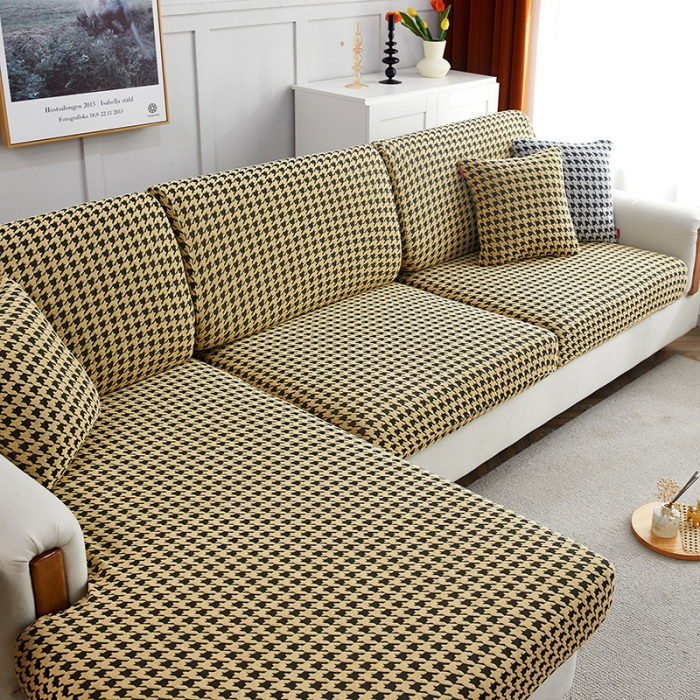 91家纺网 家纺一手货源 找家纺 （总）逐日沙发套 2023新款提花千鸟格不防水沙发笠