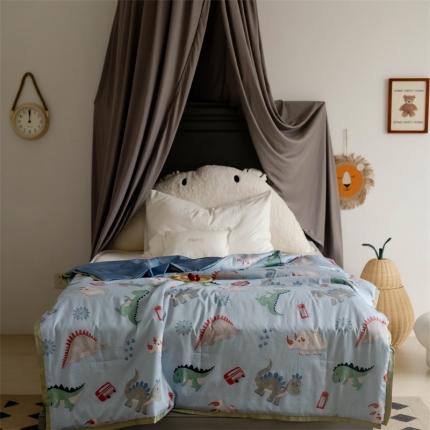 汇庭 2022新款60sA类长绒棉大豆夏被 波点狮子蓝