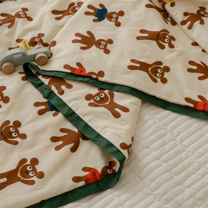 91家纺网 家纺一手货源 找家纺 汇庭 2022新款60sA类长绒棉大豆夏被 姜饼人白