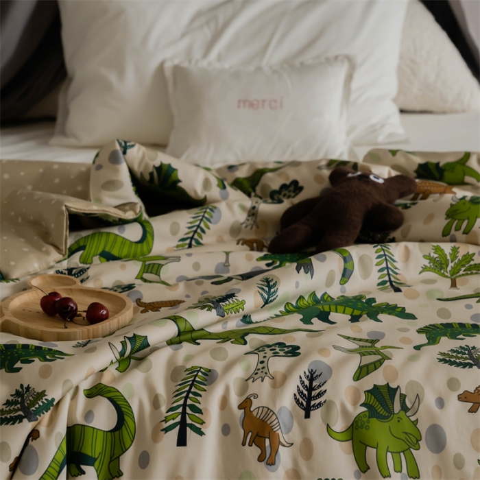 91家纺网 家纺一手货源 找家纺 汇庭 2022新款60sA类长绒棉大豆夏被 恐龙森林