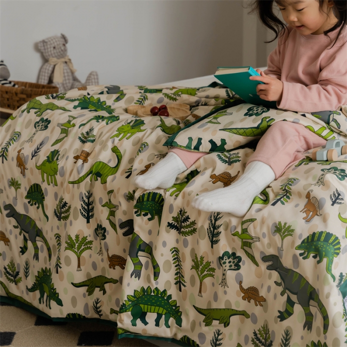 91家纺网 家纺一手货源 找家纺 汇庭 2022新款60sA类长绒棉大豆夏被 恐龙森林