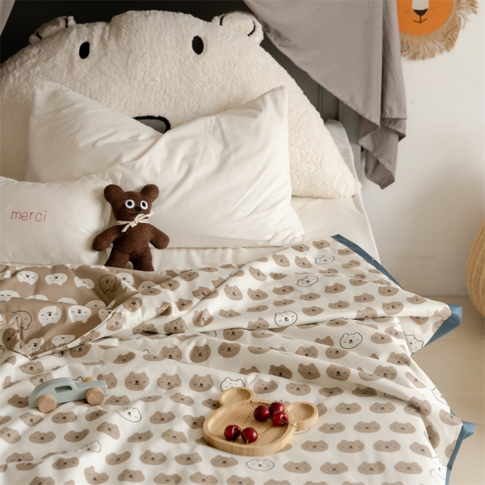 91家纺网 家纺一手货源 找家纺 汇庭 2022新款60sA类长绒棉大豆夏被 口袋熊