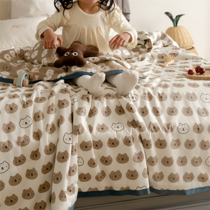 91家纺网 家纺一手货源 找家纺 汇庭 2022新款60sA类长绒棉大豆夏被 口袋熊