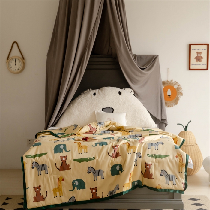 91家纺网 家纺一手货源 找家纺 汇庭 2022新款60sA类长绒棉大豆夏被 快乐斑马