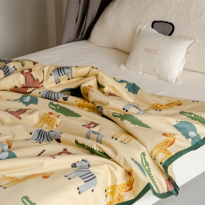 91家纺网 家纺一手货源 找家纺 汇庭 2022新款60sA类长绒棉大豆夏被 快乐斑马